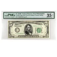 1928 B $5 Federal Reserve Note PA - PMG VF 35 EPQ