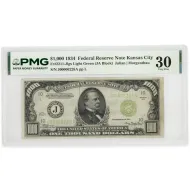 1934 $1000 Federal Reserve Note Kansas City - PMG VF30 Stamp Ink