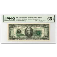 1977 $20 Chicago Federal Reserve Note - PMG 65 EPQ Offset Printing Back to Front