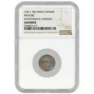 1811 - 1830 India Fanam Mysore Kanthirava Narasa - NGC Genuine - 015