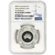 2021 P Australia $1 Great Southern Land 1oz Silver & Mother of Pearl - NGC PF70