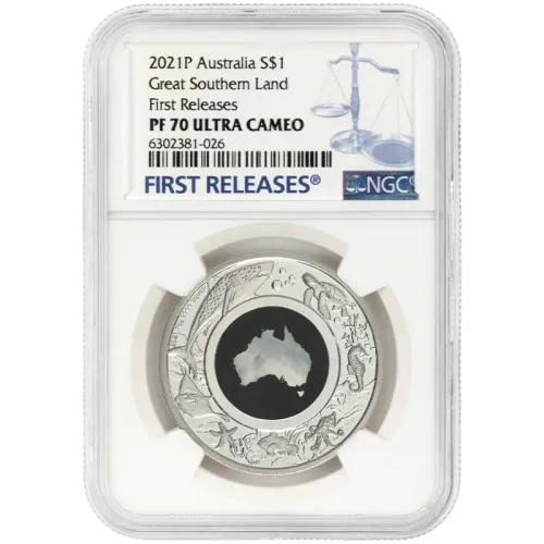 2021 P Australia $1 Great Southern Land 1oz Silver & Mother of Pearl - NGC PF70