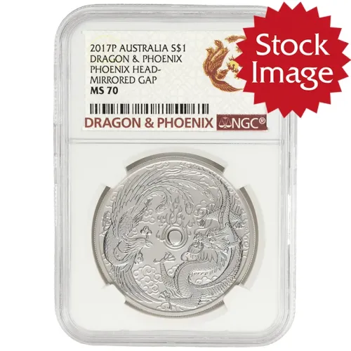 2017 Australia 1oz Silver Dragon & Phoenix NGC MS70 Mirrored Gap