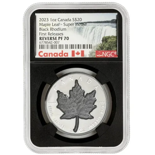 2023 Canada $20 Super Incuse Rhodium 1oz Silver Maple Leaf NGC Rev PF 70 FR