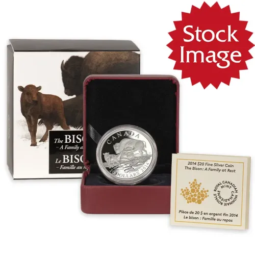 2014 Canada $20 1oz Silver - Bison: A Family at Rest