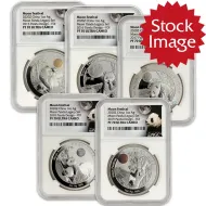 2020 (2015-2019) China Moon Festival Silver Panda 5pc Set - NGC PF70