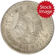 1947 - 1948 Mexico Cinco Pesos - Circulated