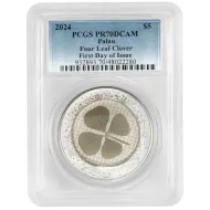 2024 Palau $5 Silver 1oz Four Leaf Clover - PCGS PR70 FDOI