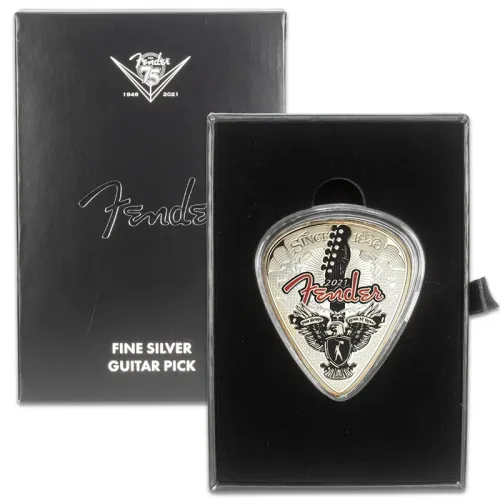 2021 Solomon Islands 1oz Silver $2 Coin - Fender 75th Anniversary Guitar Pick