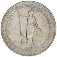 1907 B British Trade Dollar - Circulated Cleaned Chop Mark