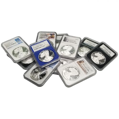 Mixed Dates American Silver Proof Eagle - NGC or PCGS PF 70 - Variety of Holders & Labels