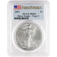 2021 American Silver Eagle Type 2 - PCGS MS 69 First Strike