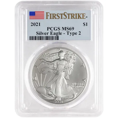 2021 American Silver Eagle Type 2 - PCGS MS 69 First Strike