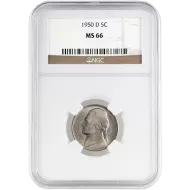 1950 D Jefferson Nickel - NGC MS 66