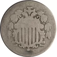 1869 Shield Nickel - AG (About Good)