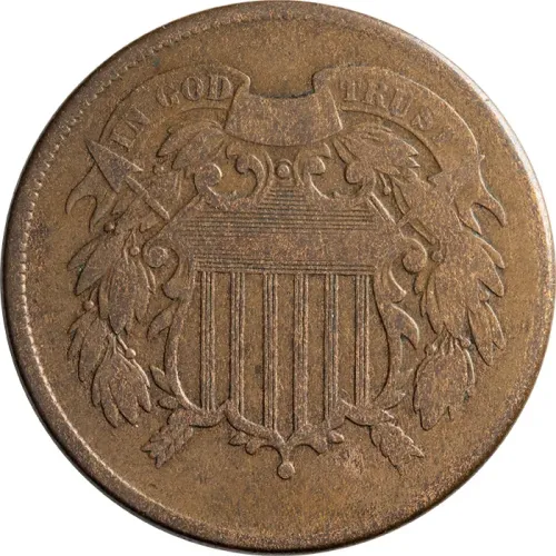 1865 2 Cent Plain 5 - F (Fine)