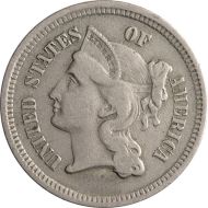 1865 3 Cent Nickel - VF (Very Fine)