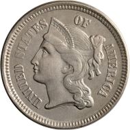 1865 3 Cent Nickel - XF (Extra Fine)