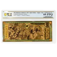2025 Oklahoma 100 Goldbacks Alpha Edition 1/10 oz Gold Foil Note - Superb Gem UNC 69 PPQ