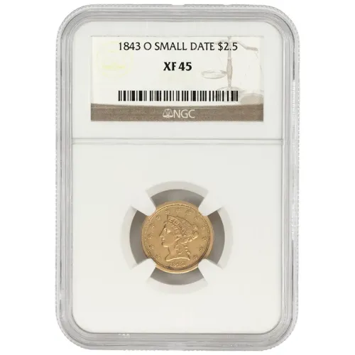 1843 O $2 1/2 Liberty Gold Quarter Eagle - NGC XF45