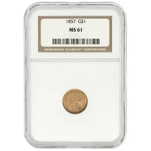 1857 $1 Gold Liberty - NGC MS61