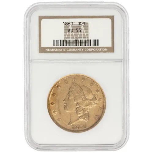 1860 $20 Liberty Gold Double Eagle - NGC AU53