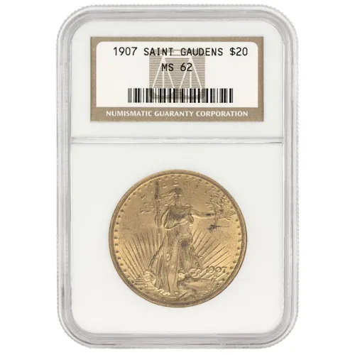 1907 $20 Saint-Gaudens Gold Double Eagle - NGC MS62