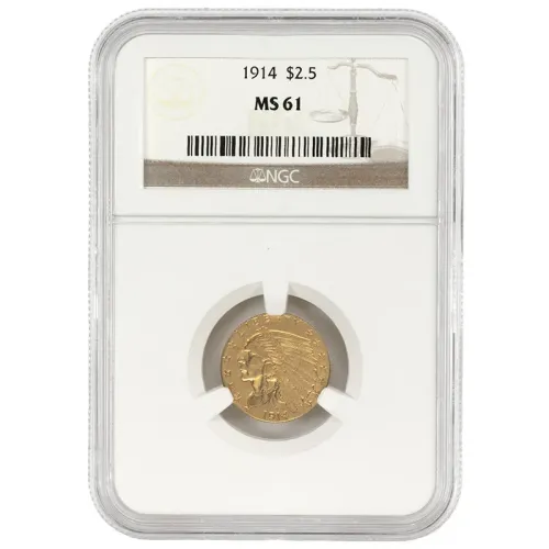 1914 $2 1/2 Indian Gold Quarter Eagle - NGC MS61