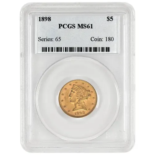 1898 $5 Liberty Gold Half Eagle - PCGS MS61