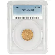1853 $2 1/2 Liberty Gold Quarter Eagle - PCGS MS62