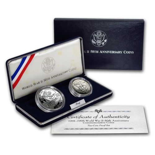 1991 - 1995 World War II 2 Coin Proof Coin Set