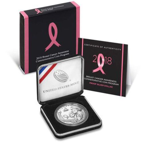 2018 Breast Cancer Awareness BU (Brilliant Uncirculated) Silver Dollar