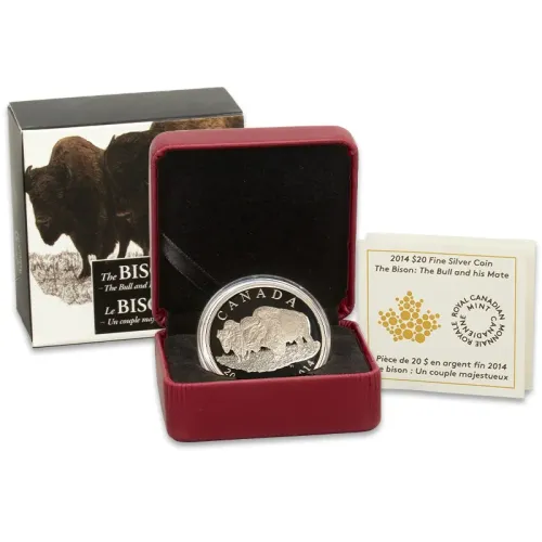 2014 Canada $20 1oz Silver - Bison: The Bull and his Mate