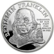 1993 Benjamin Franklin Firefighters Proof Silver Medal