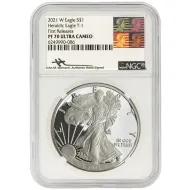 2021 W American Silver Eagle T-1 - NGC PF70 FR Mercanti Signature