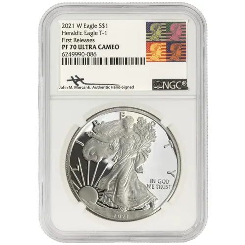 2021 W American Silver Eagle T-1 - NGC PF70 FR Mercanti Signature