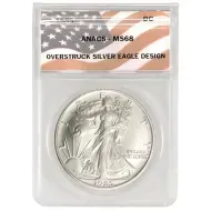 1985 DC Overstruck American Silver Eagle - ANACS MS68