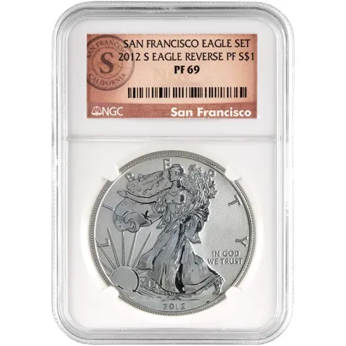 2012 American Silver Eagle Reverse Proof San Francisco Set - NGC PF69
