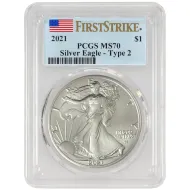 2021 American Silver Eagle Type 2 - PCGS MS 70 First Strike