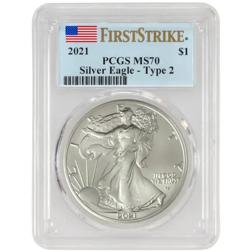 2021 American Silver Eagle Type 2 - PCGS MS 70 First Strike