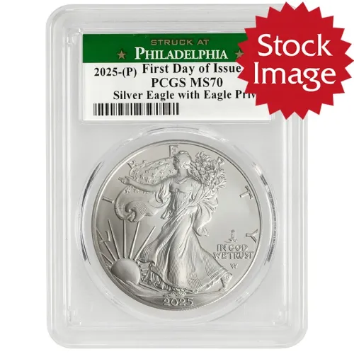 2025 (P) American Silver Eagle (Eagle Privy) - PCGS MS 70 FDOI