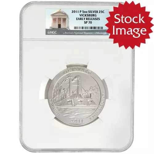 2011 P Vicksburg NP Nevada 5oz Silver ATB Quarter - NGC SP70ER