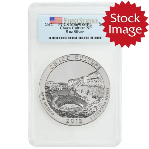 2012 P Chaco Culture NP New Mexico 5oz Silver ATB Quarter - PCGS MS69DMPL FS