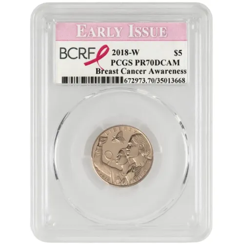 2018 W Breast Cancer Awareness Rose Gold $5 Commemorative - PCGS PF70