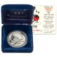 1987 Disney Mickey Mouse 1oz Silver Round - Mickey's Magic Good Luck - #09091