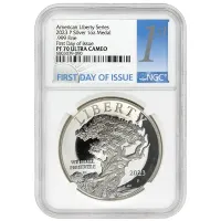 2023 P American Liberty Series Tree 1oz Silver Medal - NGC PF70 FDOI - Milk Spots