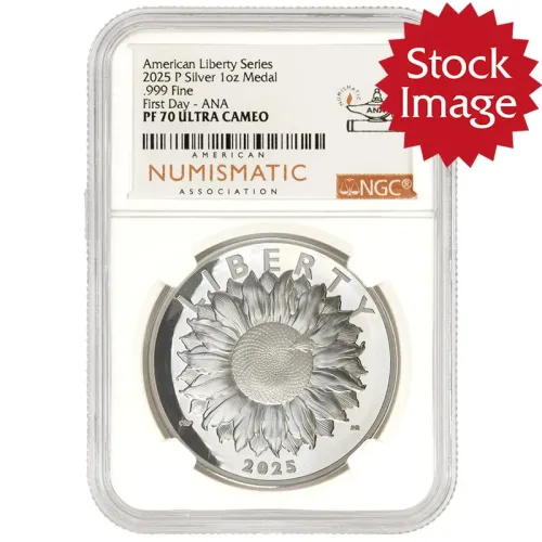 2025 P American Liberty Series Sunflower 1oz Silver Medal - NGC PF70 ANA First Day
