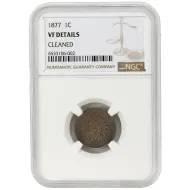 1877 Indian Head Penny - NGC VF Details Cleaned