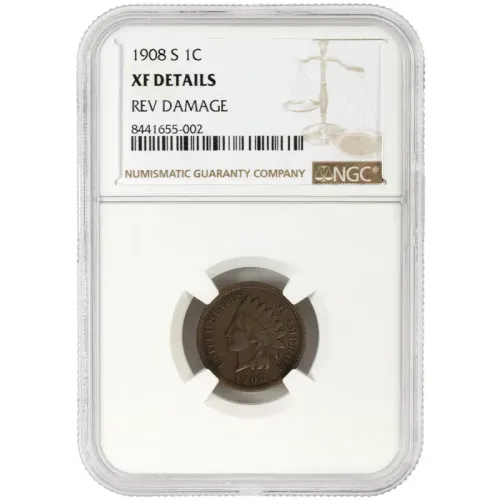 1908 S Indian Head Penny - NGC XF Details Reverse Damage