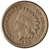 1863 Indian Head Penny- Artificial Color - Extra Fine (XF) 